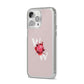 Custom Dual Initial Floral iPhone 14 Pro Max Clear Tough Case Silver Angled Image