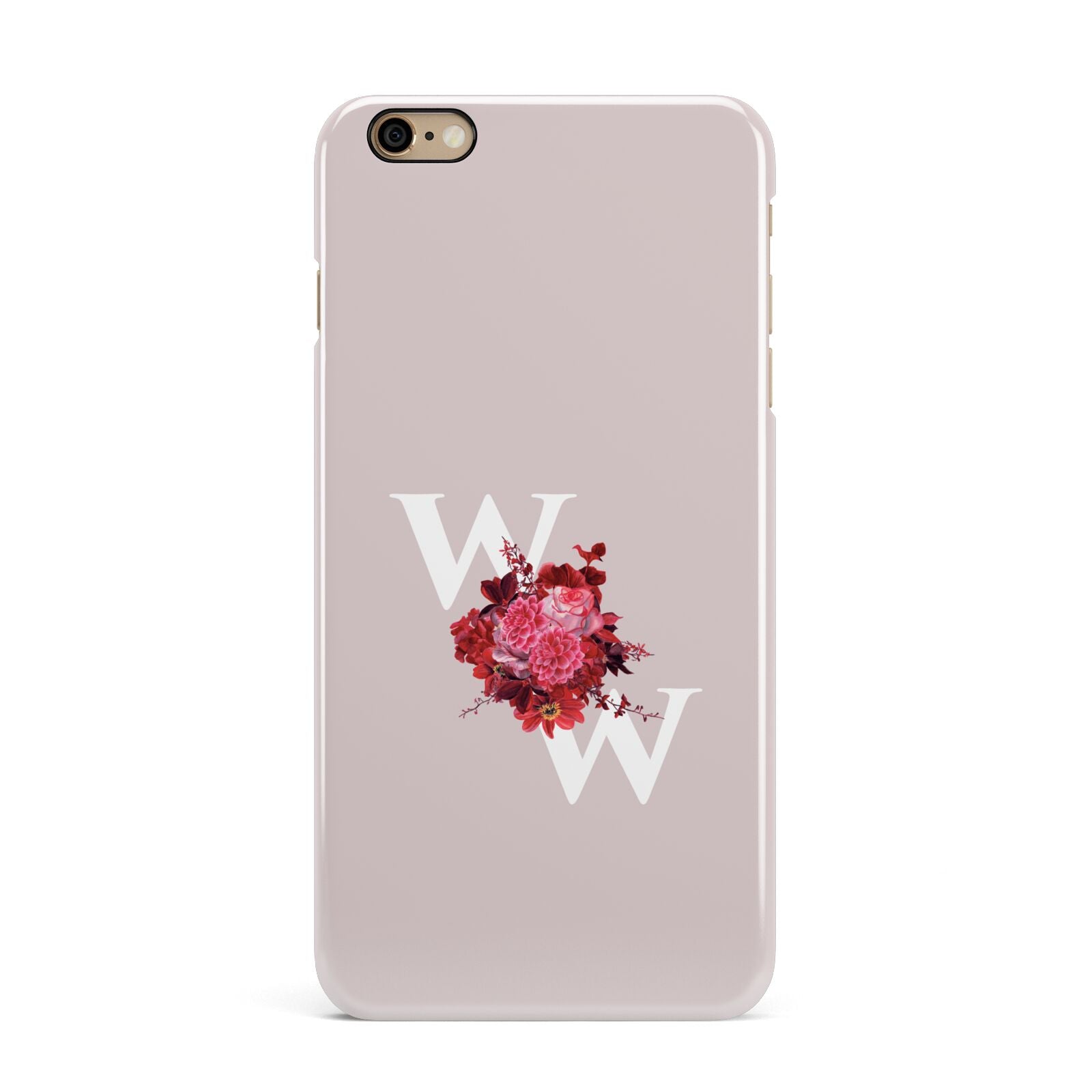 Custom Dual Initial Floral iPhone 6 Plus 3D Snap Case on Gold Phone
