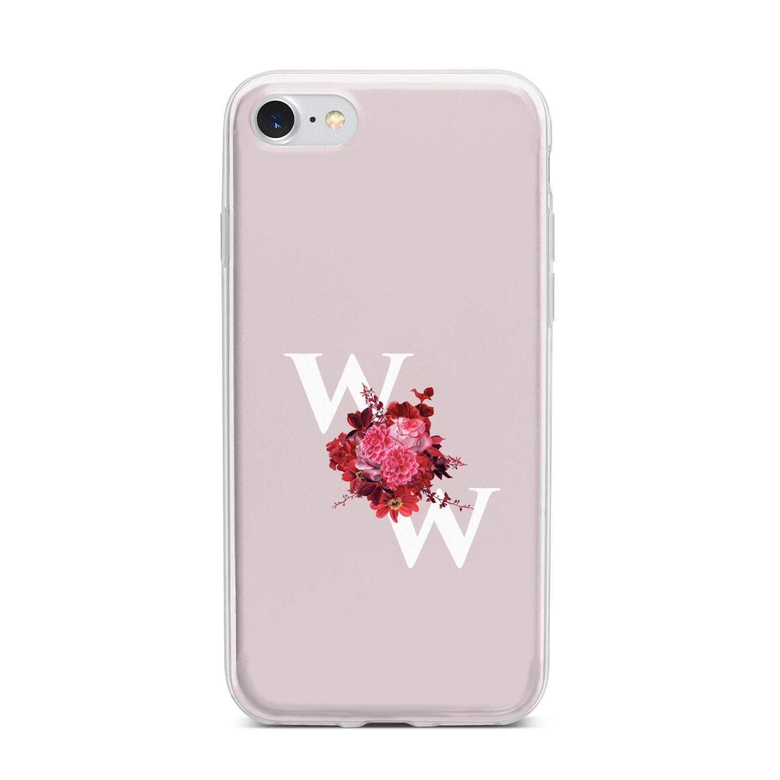 Custom Dual Initial Floral iPhone 7 Bumper Case on Silver iPhone