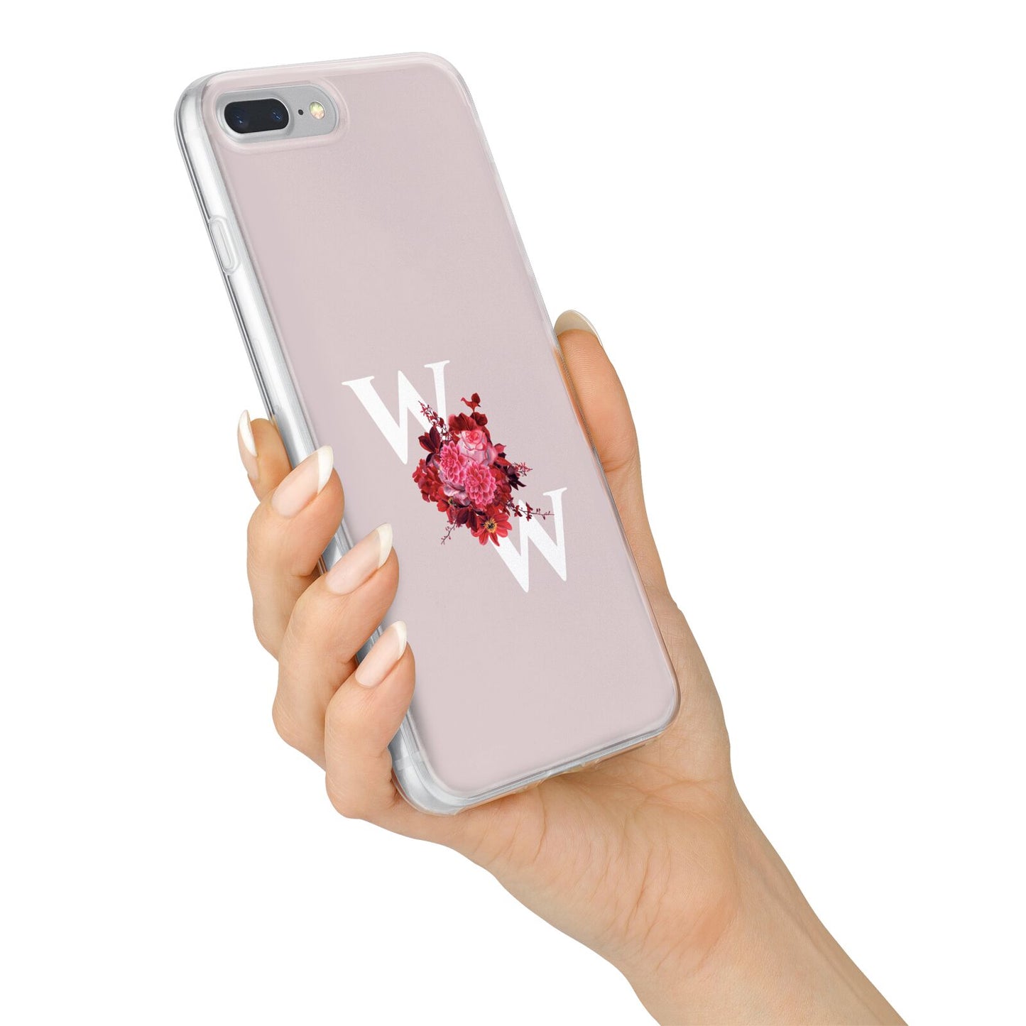 Custom Dual Initial Floral iPhone 7 Plus Bumper Case on Silver iPhone Alternative Image