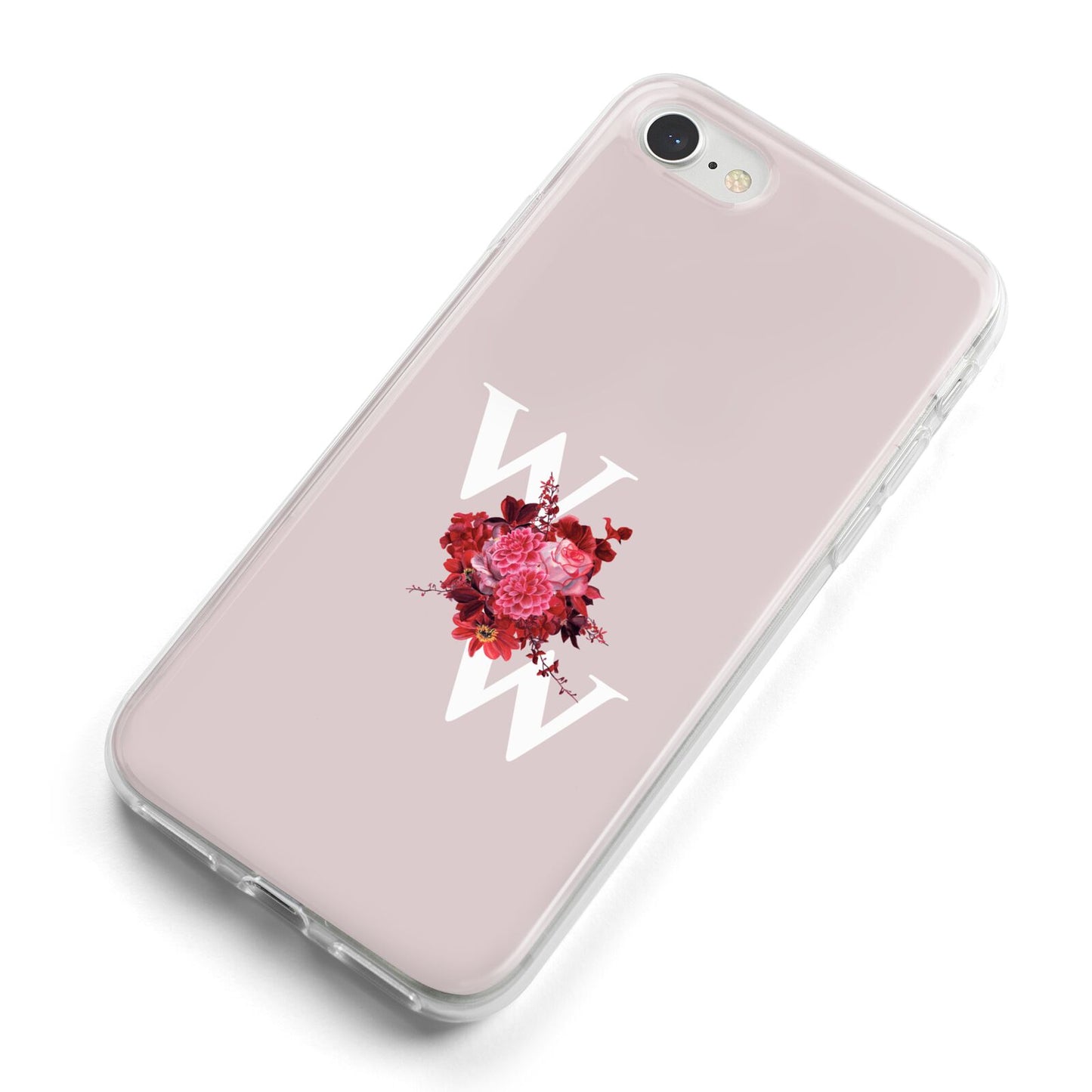 Custom Dual Initial Floral iPhone 8 Bumper Case on Silver iPhone Alternative Image