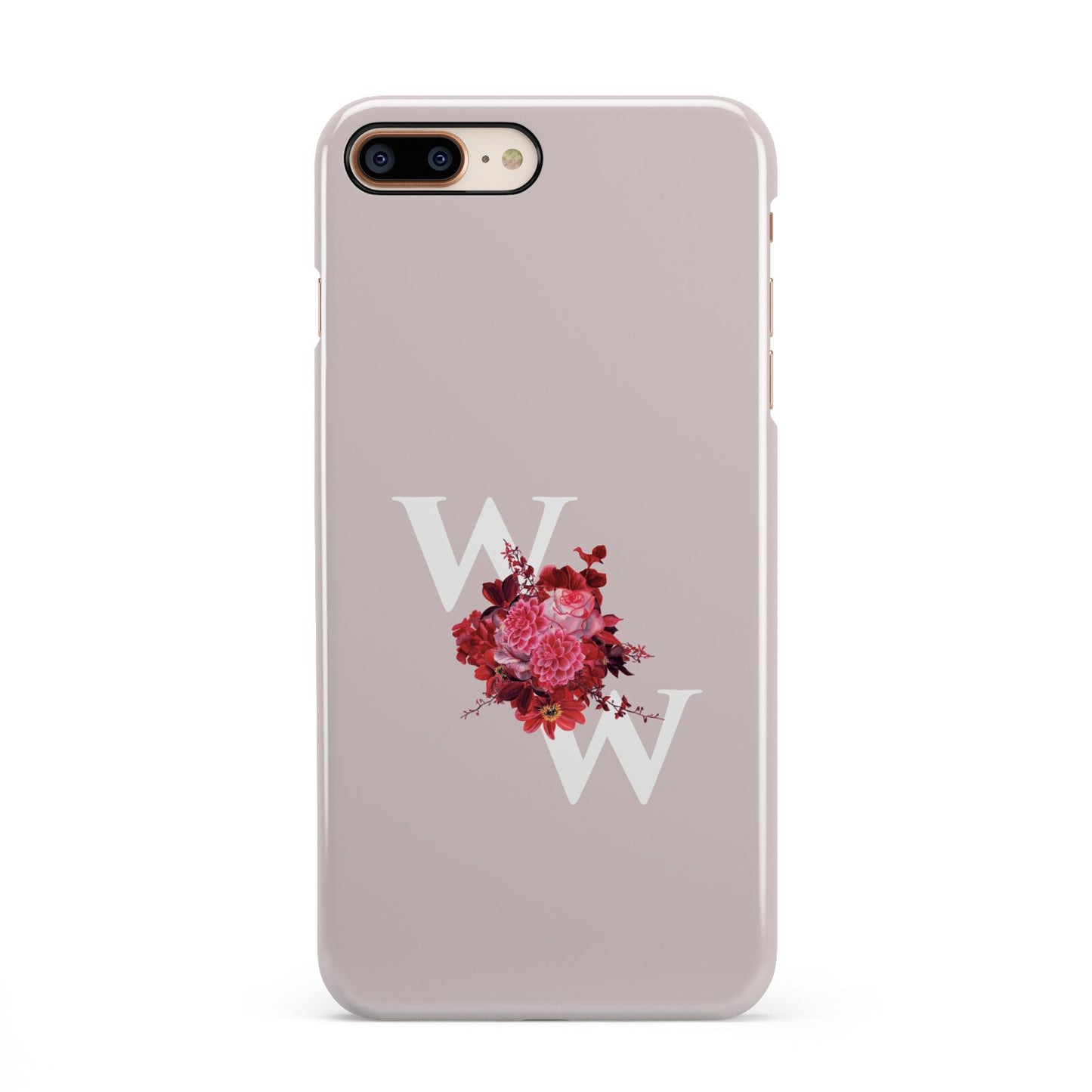 Custom Dual Initial Floral iPhone 8 Plus 3D Snap Case on Gold Phone