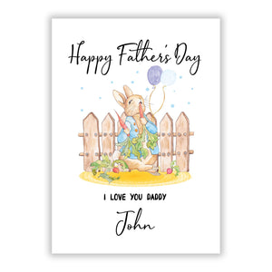 Custom Father's Day Rabbit Greetings Card