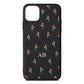 Custom Floral Black Pebble Leather iPhone 11 Pro Max Case
