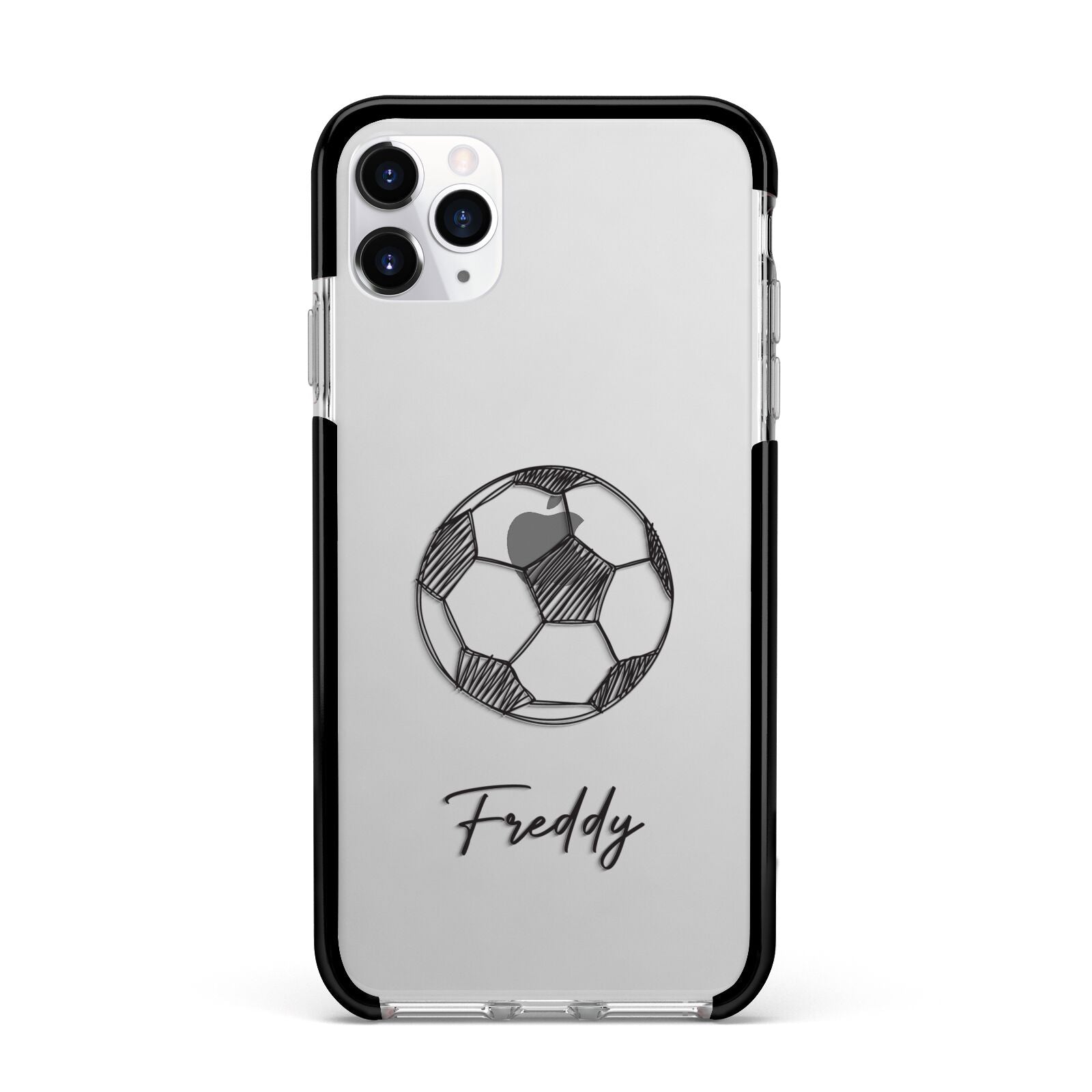 Custom Football Apple iPhone 11 Pro Max in Silver with Black Impact Case