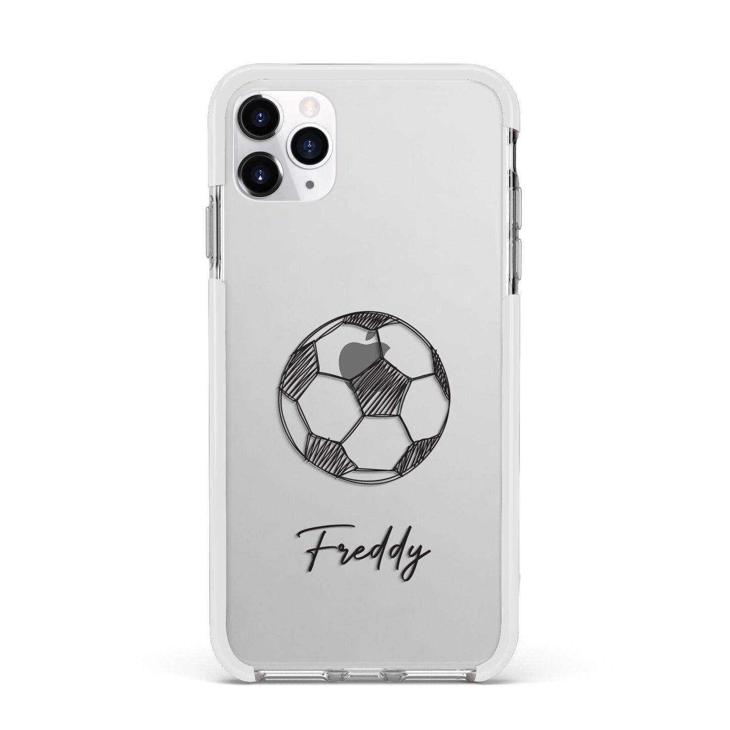 Custom Football Apple iPhone 11 Pro Max in Silver with White Impact Case