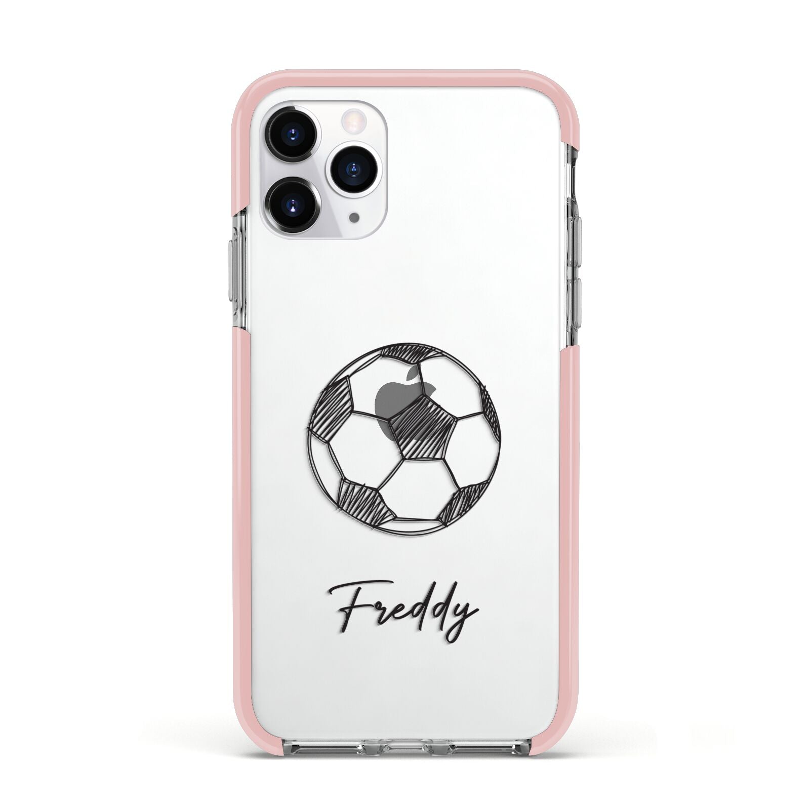 Custom Football Apple iPhone 11 Pro in Silver with Pink Impact Case
