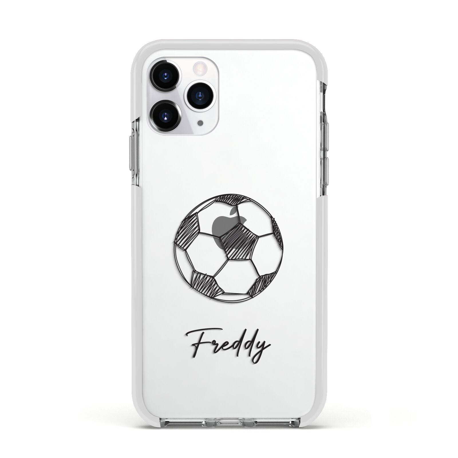 Custom Football Apple iPhone 11 Pro in Silver with White Impact Case