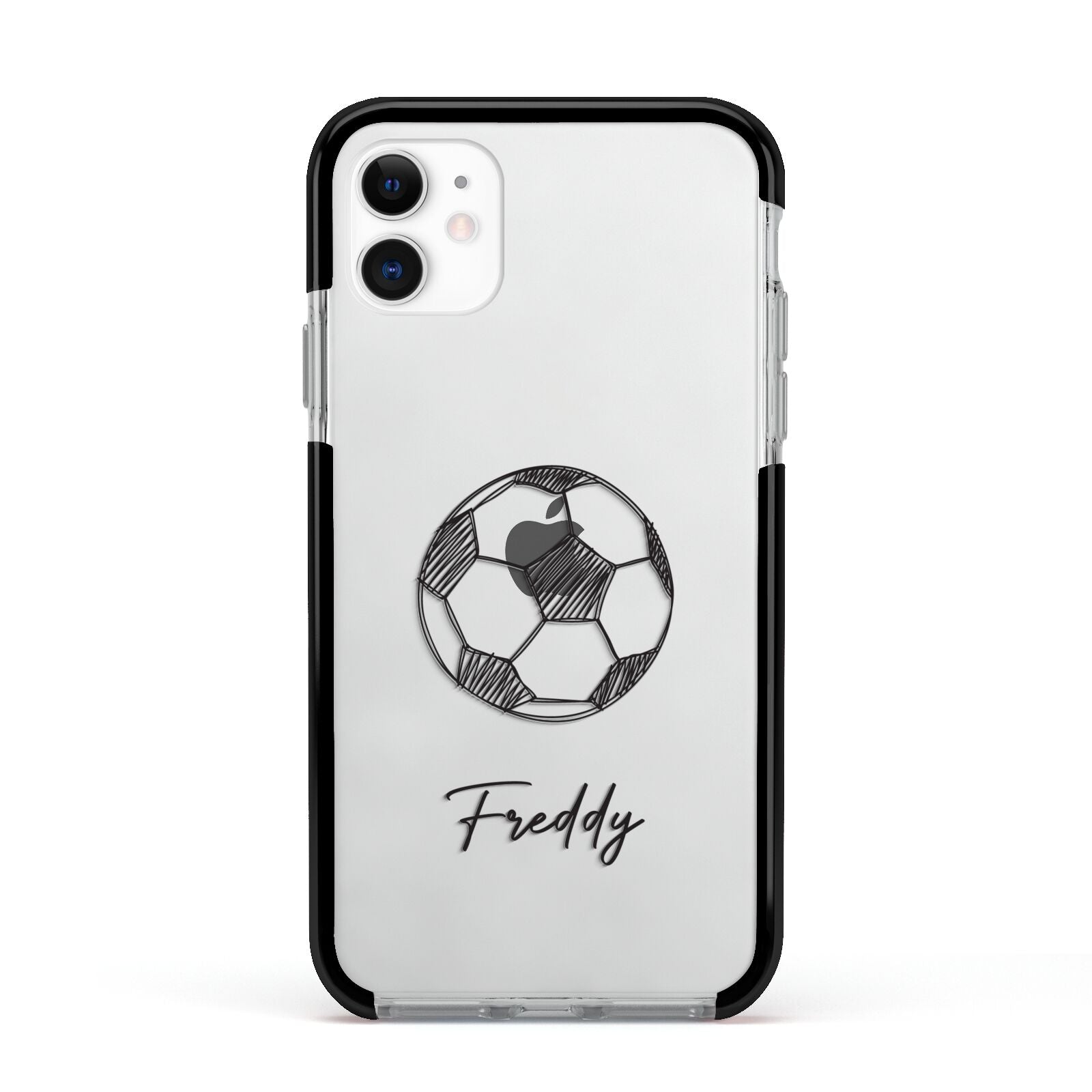 Custom Football Apple iPhone 11 in White with Black Impact Case