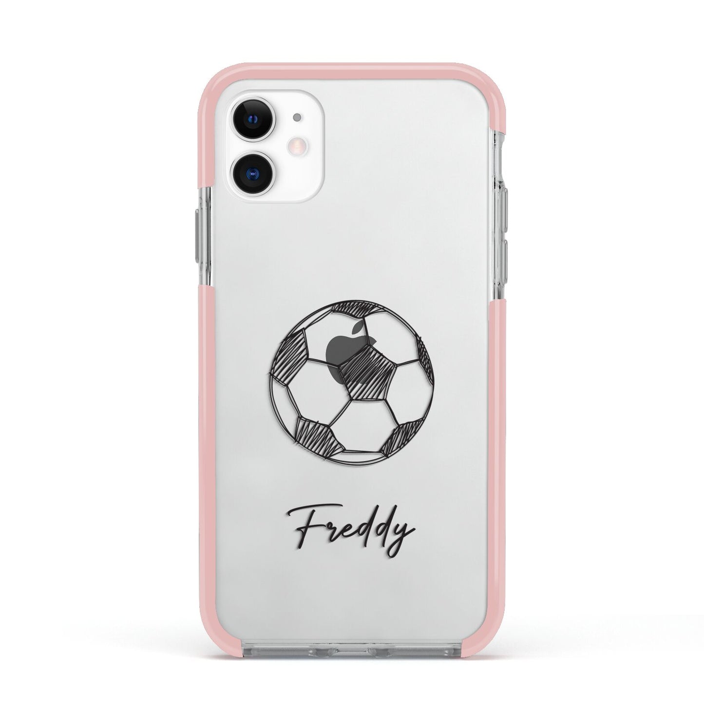 Custom Football Apple iPhone 11 in White with Pink Impact Case
