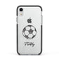 Custom Football Apple iPhone XR Impact Case Black Edge on Silver Phone
