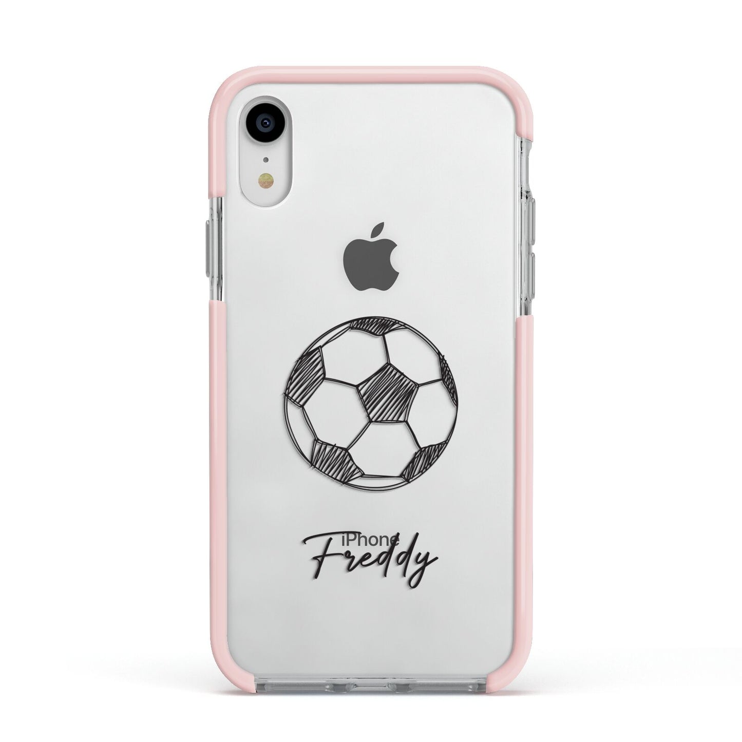 Custom Football Apple iPhone XR Impact Case Pink Edge on Silver Phone