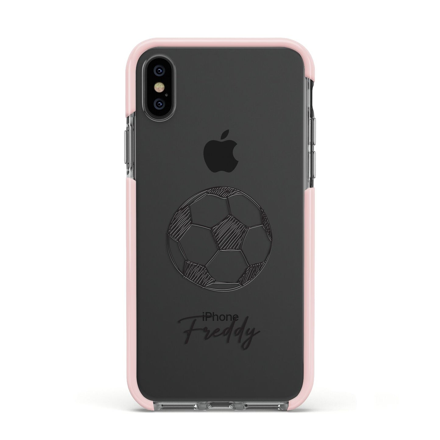Custom Football Apple iPhone Xs Impact Case Pink Edge on Black Phone