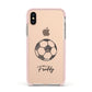 Custom Football Apple iPhone Xs Impact Case Pink Edge on Gold Phone