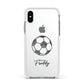 Custom Football Apple iPhone Xs Impact Case White Edge on Silver Phone