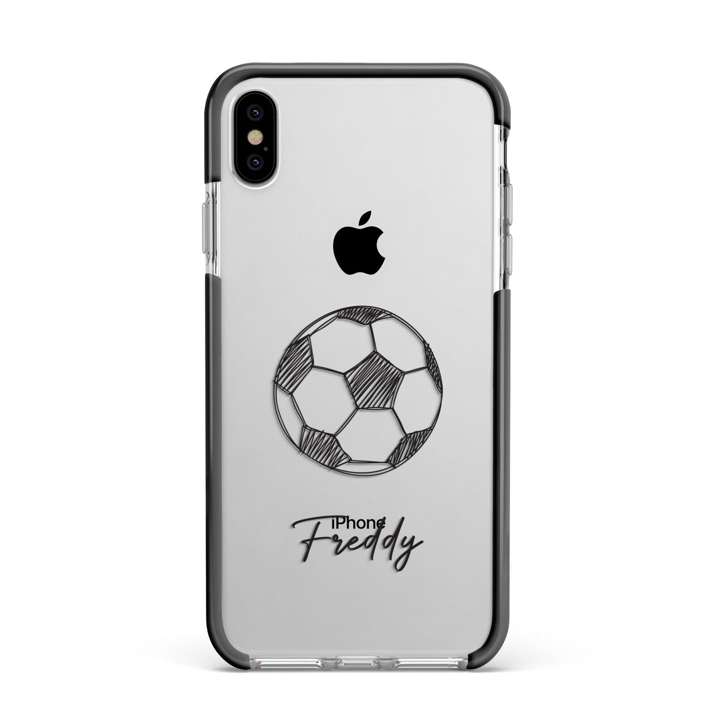 Custom Football Apple iPhone Xs Max Impact Case Black Edge on Silver Phone