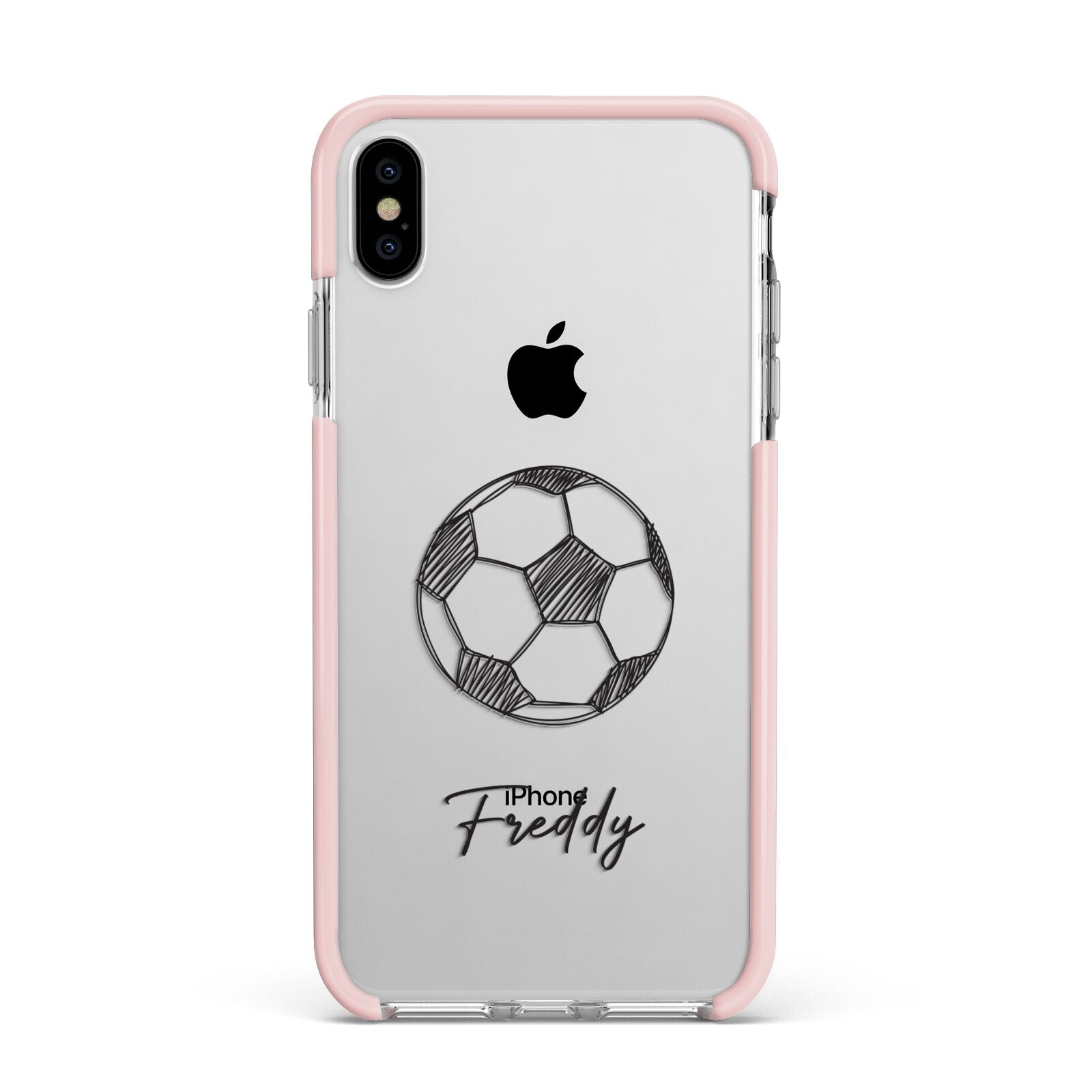 Custom Football Apple iPhone Xs Max Impact Case Pink Edge on Silver Phone