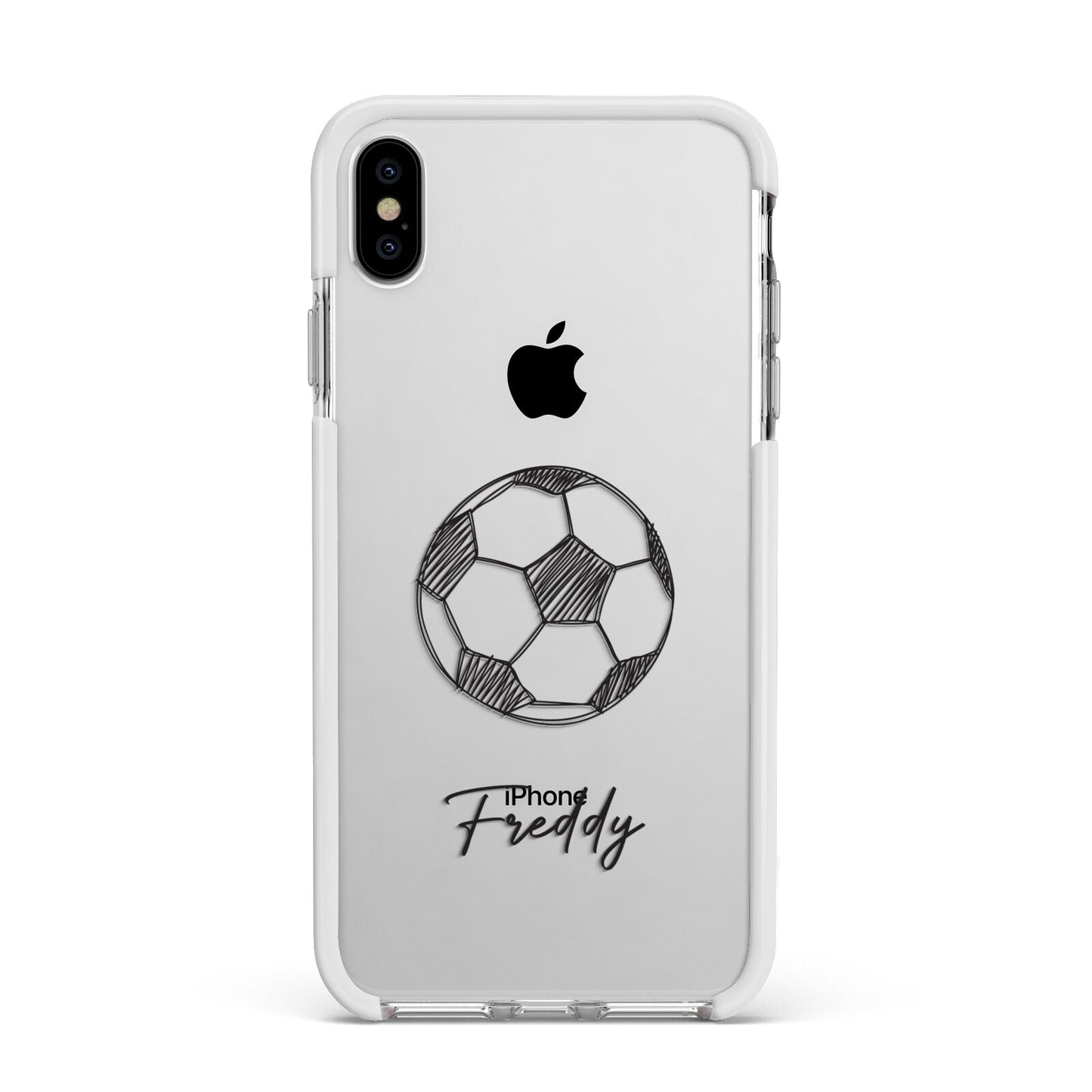 Custom Football Apple iPhone Xs Max Impact Case White Edge on Silver Phone