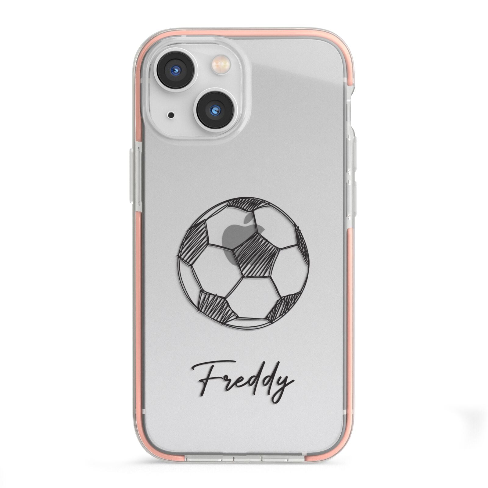 Custom Football iPhone 13 Mini TPU Impact Case with Pink Edges