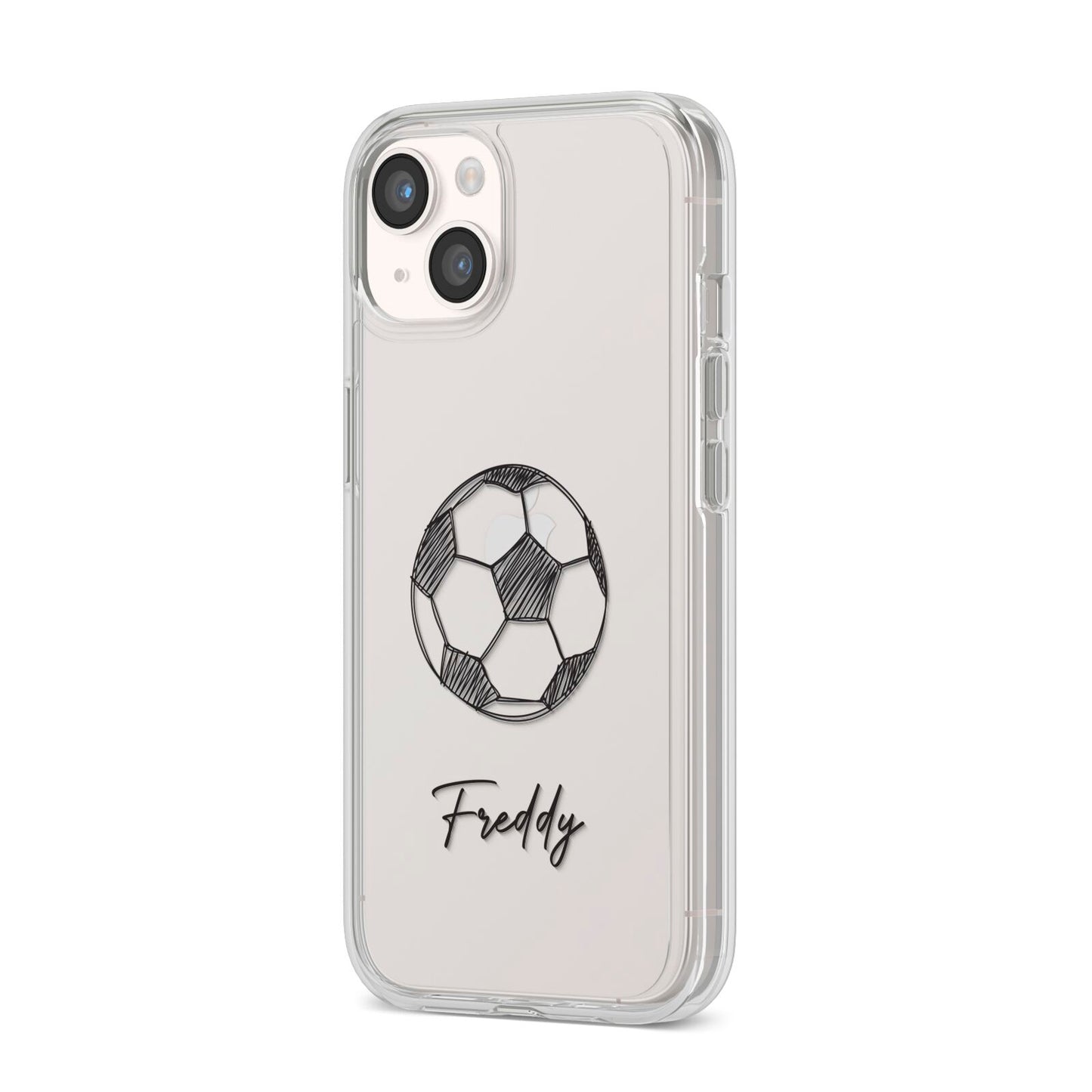 Custom Football iPhone 14 Clear Tough Case Starlight Angled Image