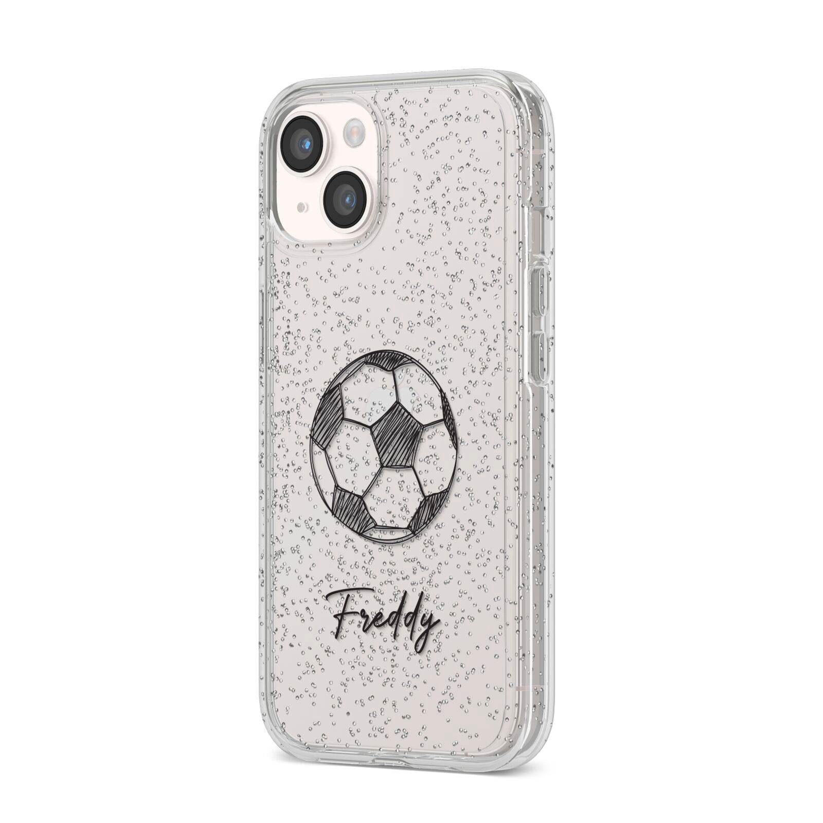 Custom Football iPhone 14 Glitter Tough Case Starlight Angled Image