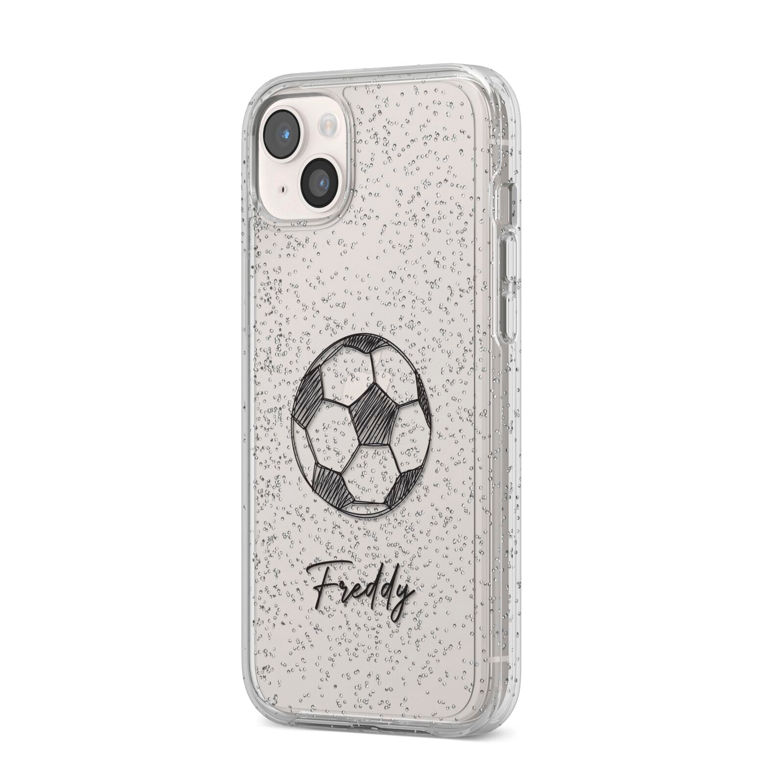 Custom Football iPhone 14 Plus Glitter Tough Case Starlight Angled Image
