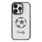 Custom Football iPhone 14 Pro Black Impact Case on Silver phone