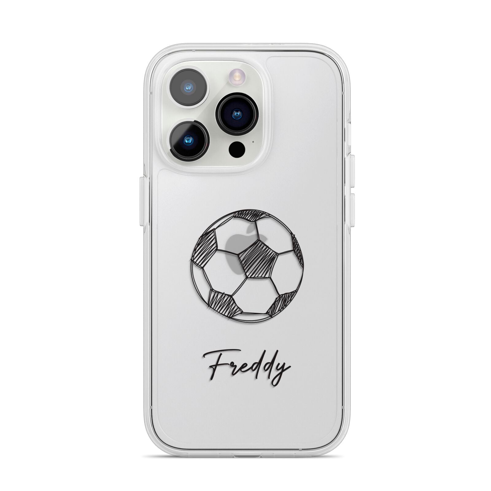 Custom Football iPhone 14 Pro Clear Tough Case Silver