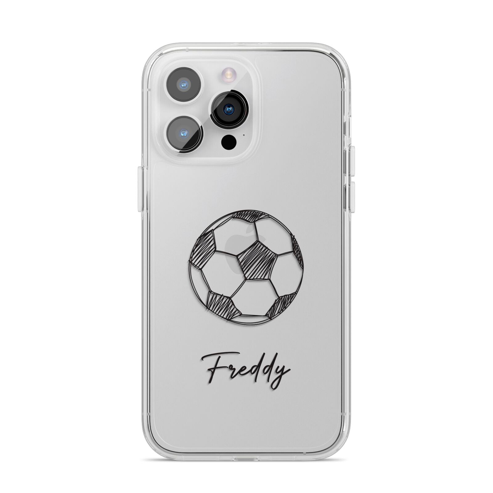 Custom Football iPhone 14 Pro Max Clear Tough Case Silver