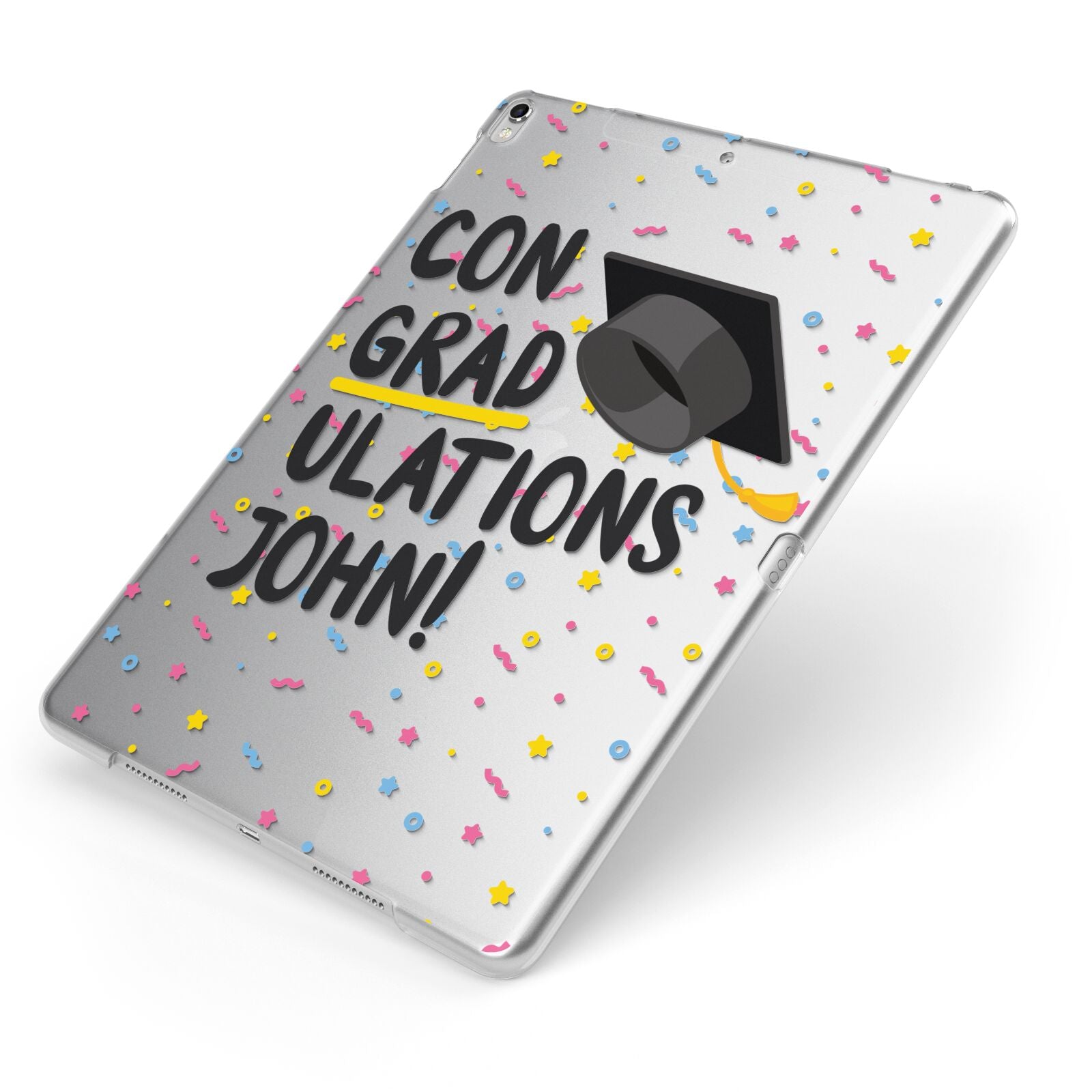 Custom Graduation Apple iPad Case on Silver iPad Side View