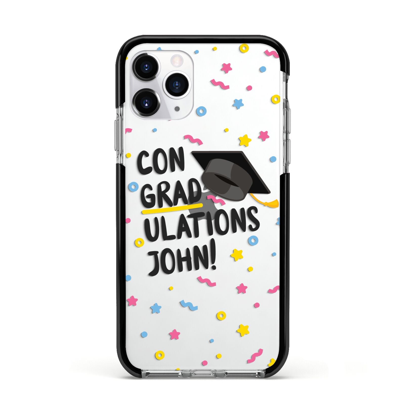 Custom Graduation Apple iPhone 11 Pro in Silver with Black Impact Case