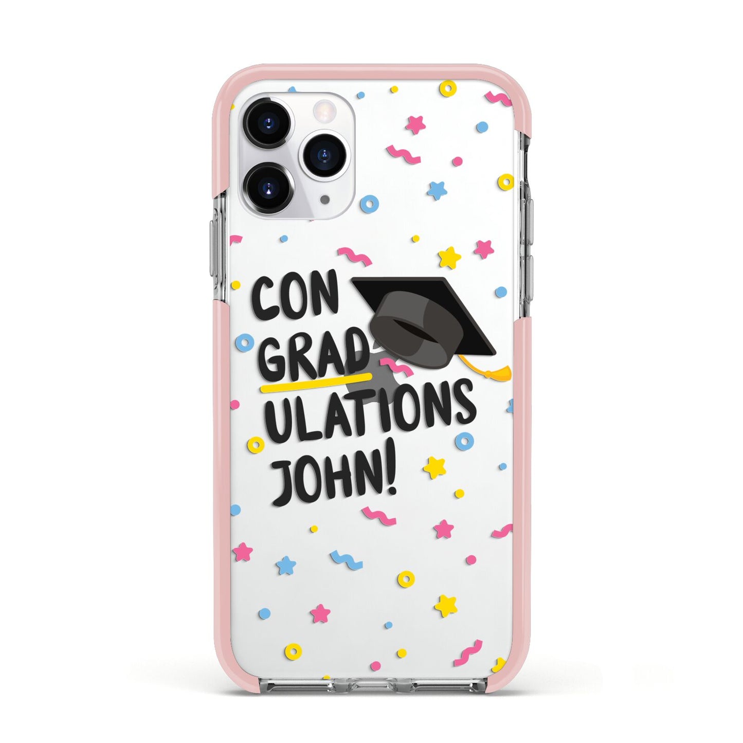 Custom Graduation Apple iPhone 11 Pro in Silver with Pink Impact Case