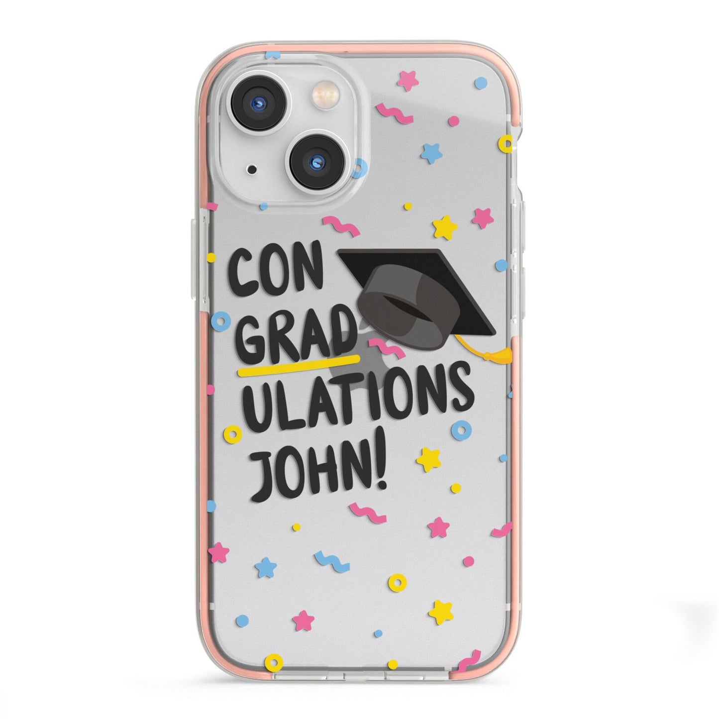 Custom Graduation iPhone 13 Mini TPU Impact Case with Pink Edges