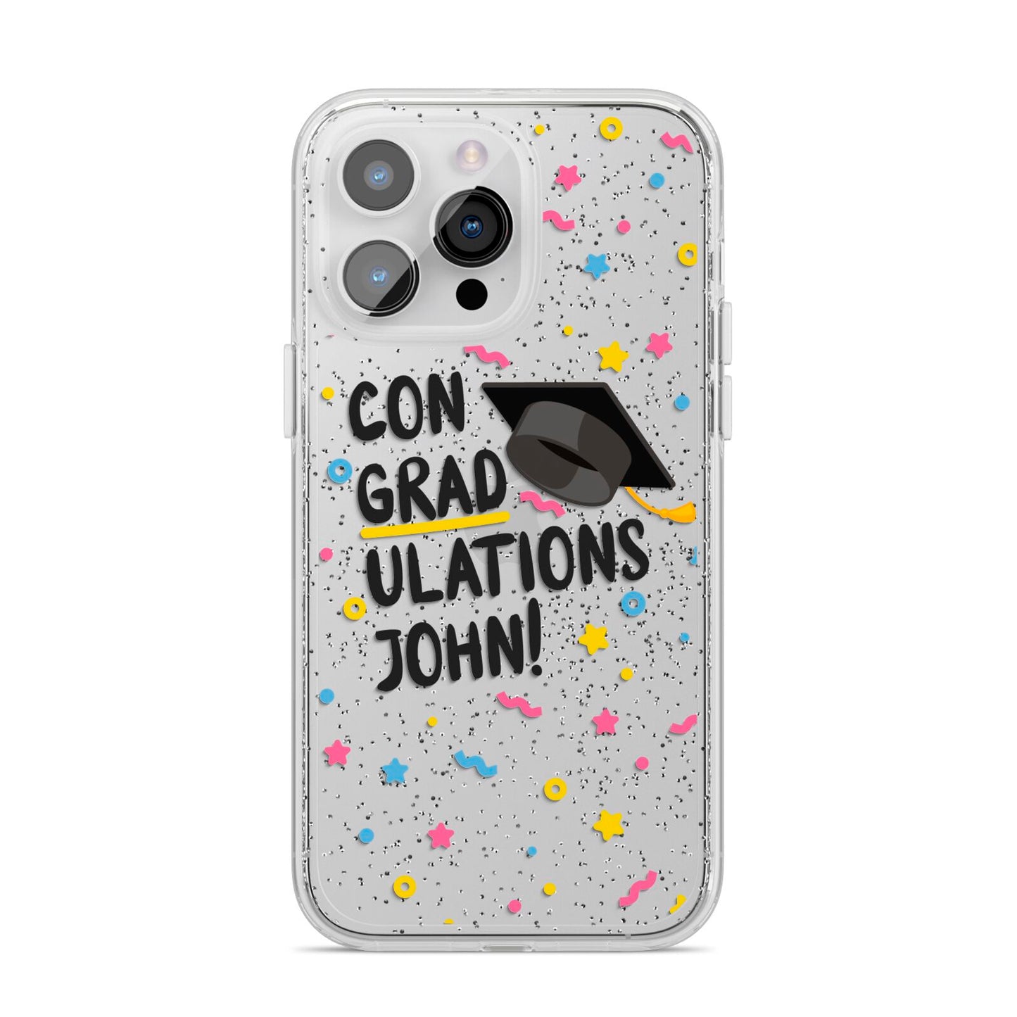 Custom Graduation iPhone 14 Pro Max Glitter Tough Case Silver
