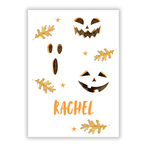 Custom Halloween Pumpkin Face Greetings Card