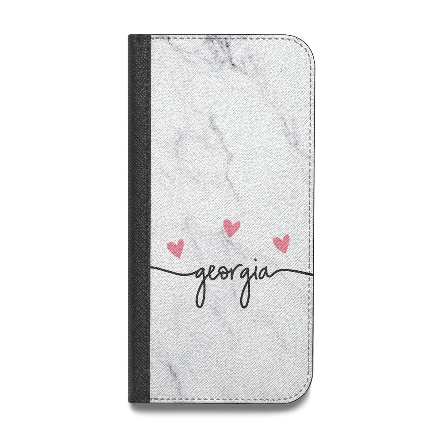 Custom Marble with Handwriting Text Vegan Leather Flip Samsung Case