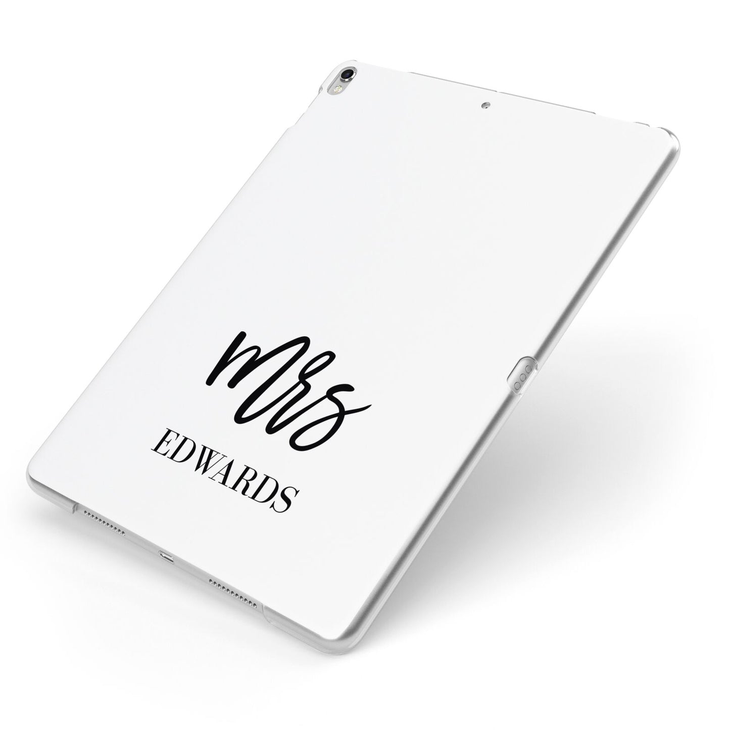 Custom Mrs Apple iPad Case on Silver iPad Side View