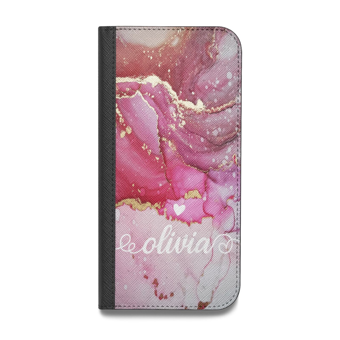 Custom Pink Marble Vegan Leather Flip Samsung Case