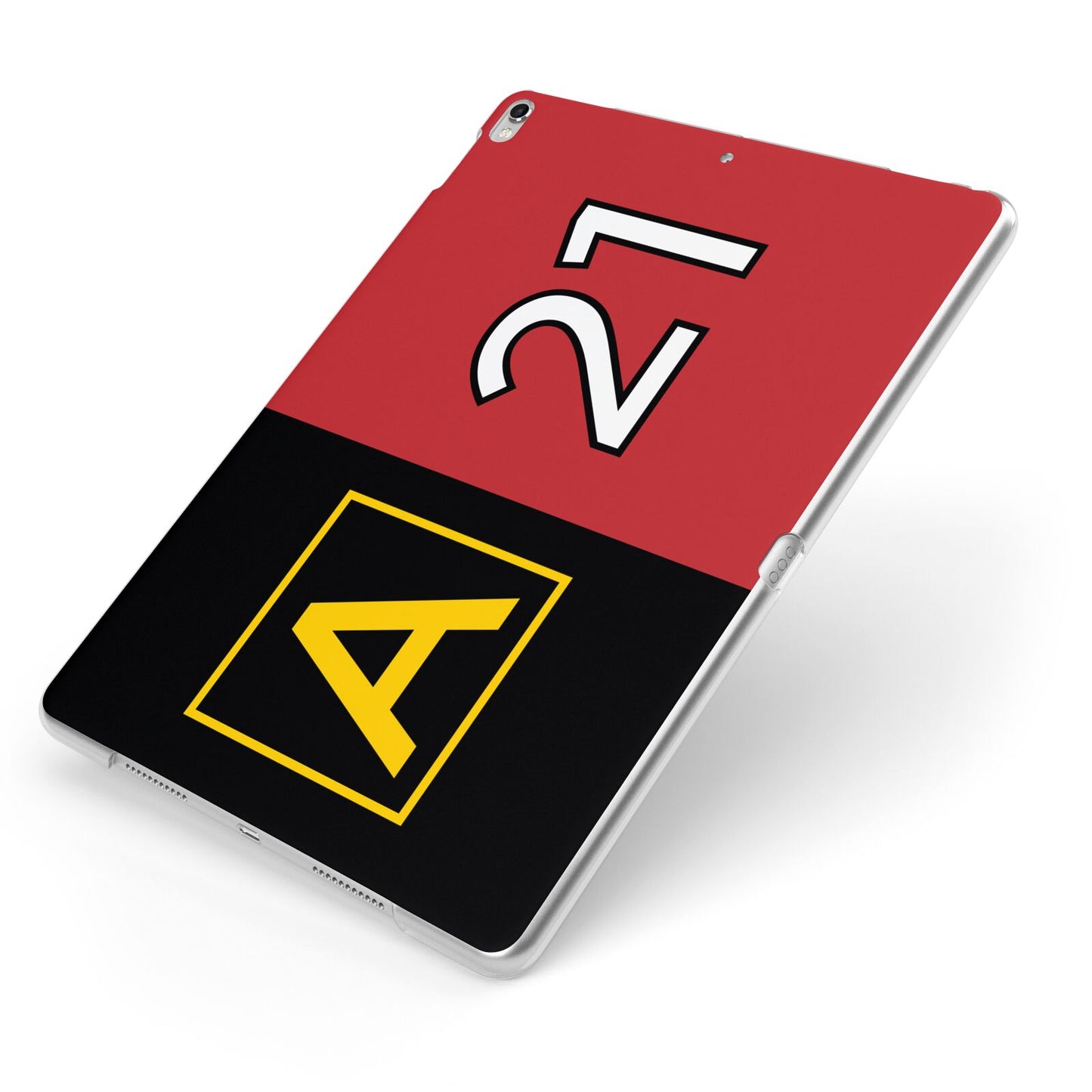 Custom Runway Location and Hold Position Apple iPad Case on Silver iPad Side View