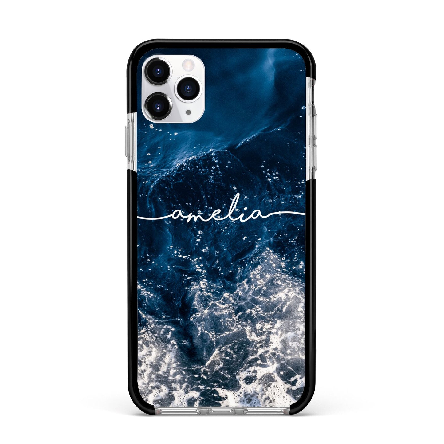 Custom Sea Apple iPhone 11 Pro Max in Silver with Black Impact Case