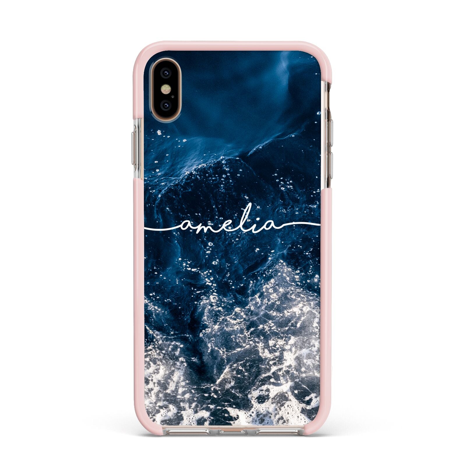 Custom Sea Apple iPhone Xs Max Impact Case Pink Edge on Gold Phone