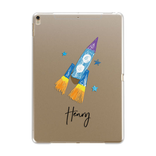Custom Space Rocket Apple iPad Gold Case