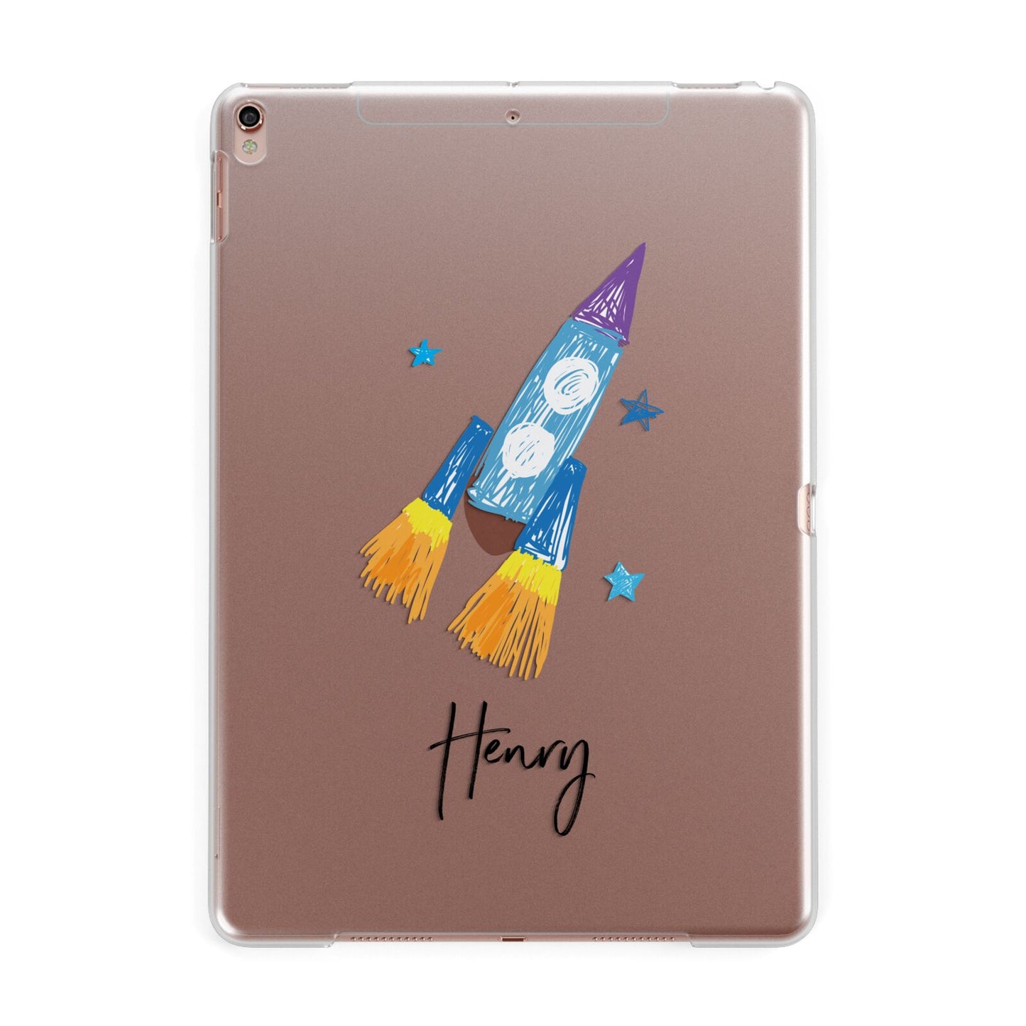 Custom Space Rocket Apple iPad Rose Gold Case