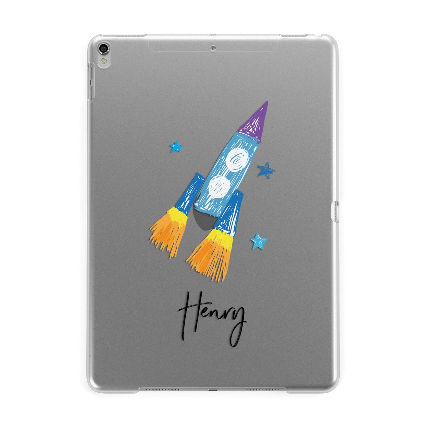 Custom Space Rocket Apple iPad Silver Case