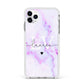 Customisable Name Initial Marble Apple iPhone 11 Pro Max in Silver with White Impact Case