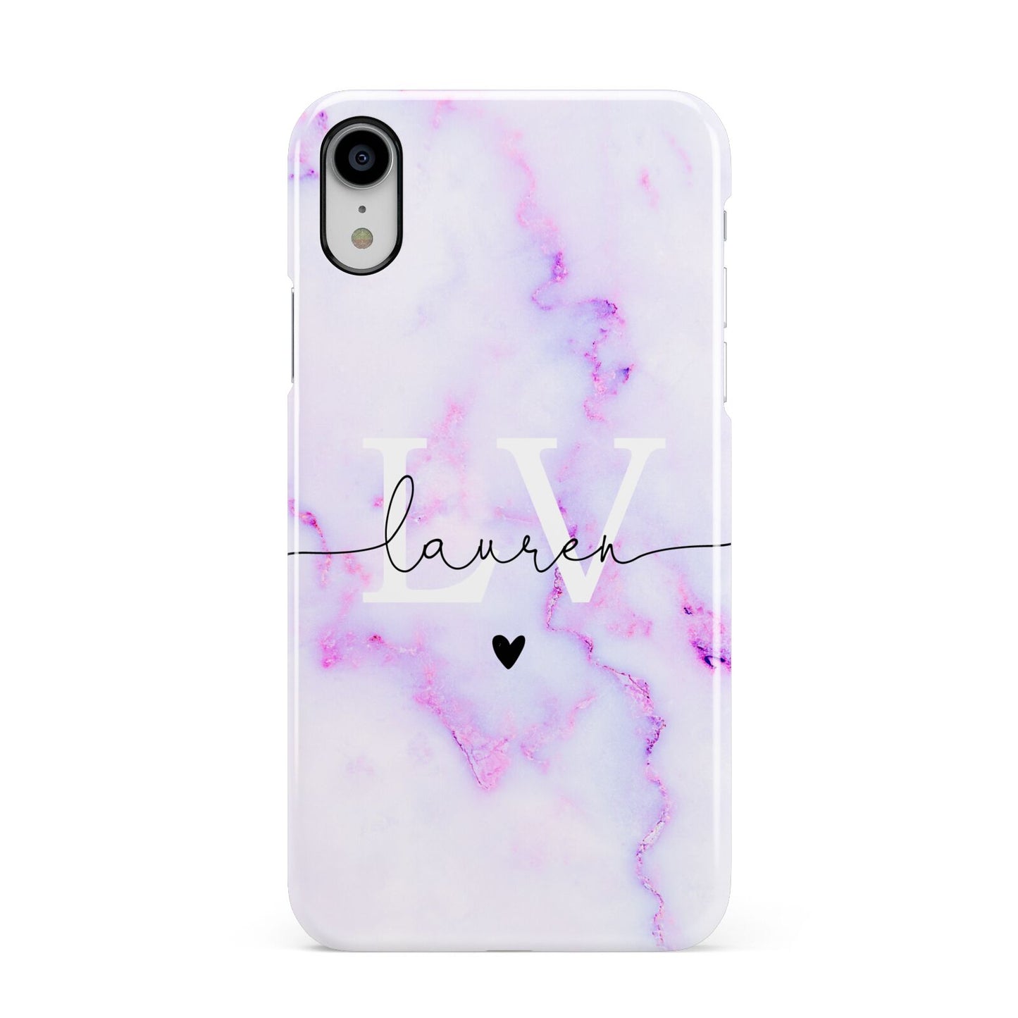 Customisable Name Initial Marble Apple iPhone XR White 3D Snap Case