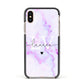 Customisable Name Initial Marble Apple iPhone Xs Impact Case Black Edge on Gold Phone