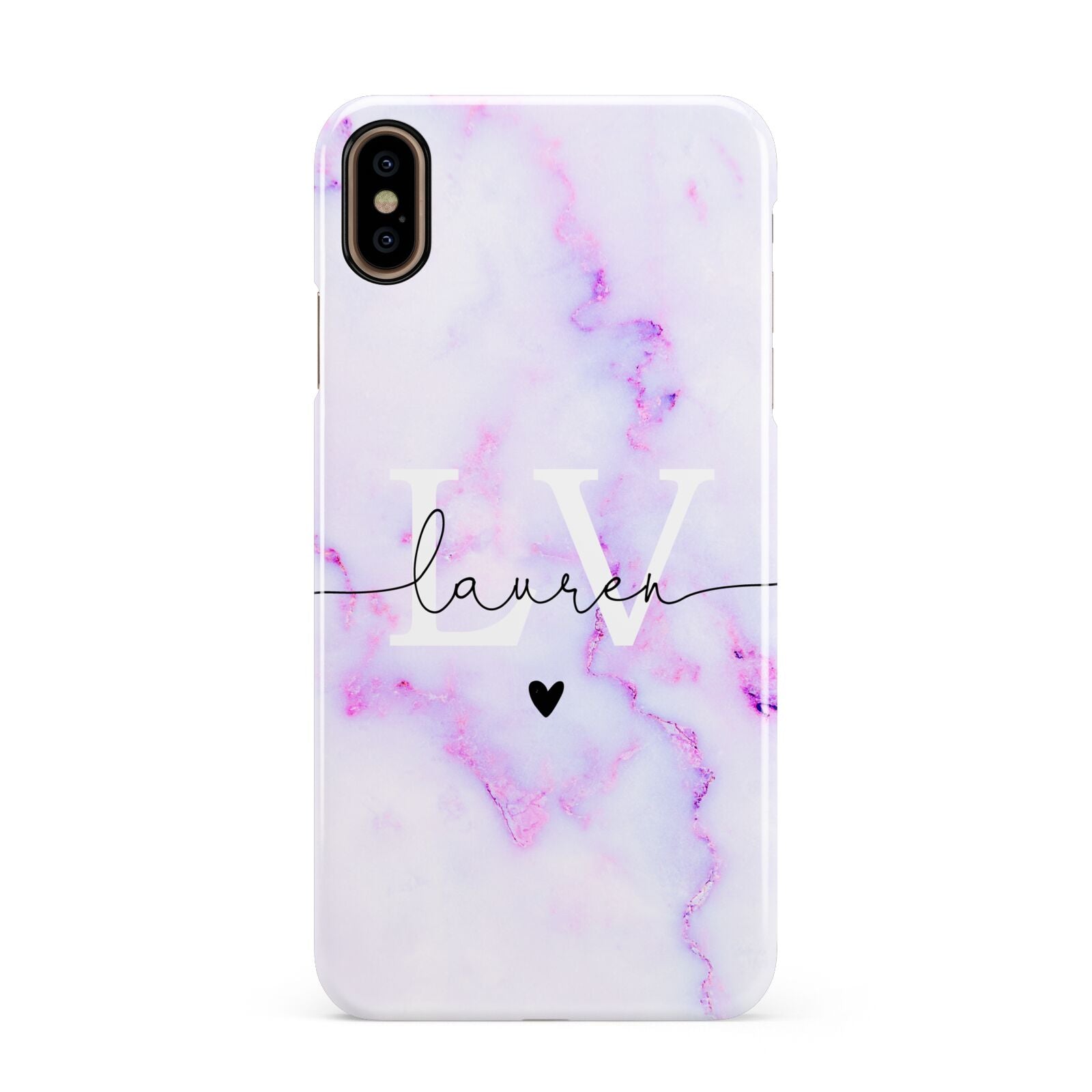 Customisable Name Initial Marble Apple iPhone Xs Max 3D Snap Case