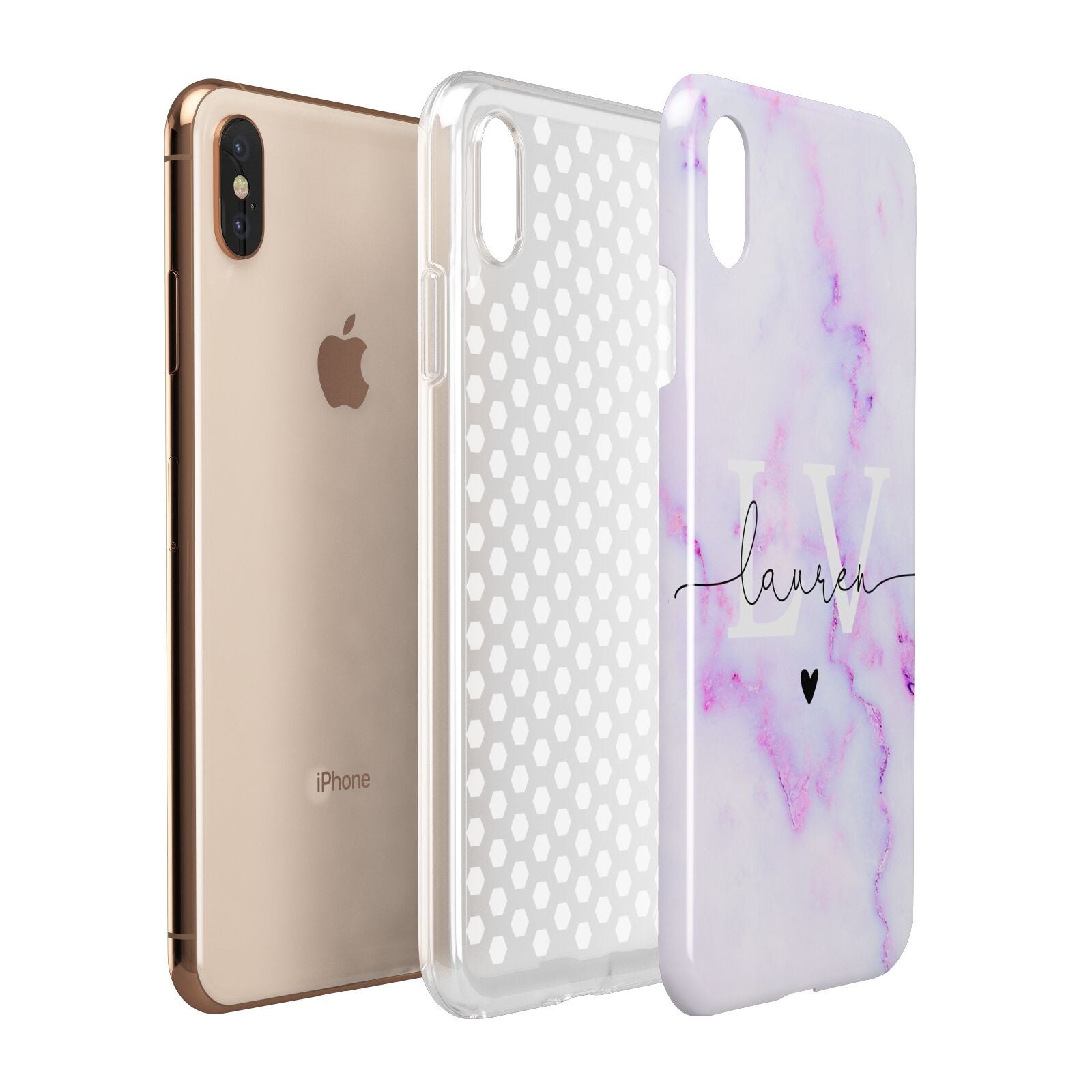 Customisable Name Initial Marble Apple iPhone Xs Max 3D Tough Case Expanded View