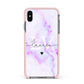 Customisable Name Initial Marble Apple iPhone Xs Max Impact Case Pink Edge on Black Phone